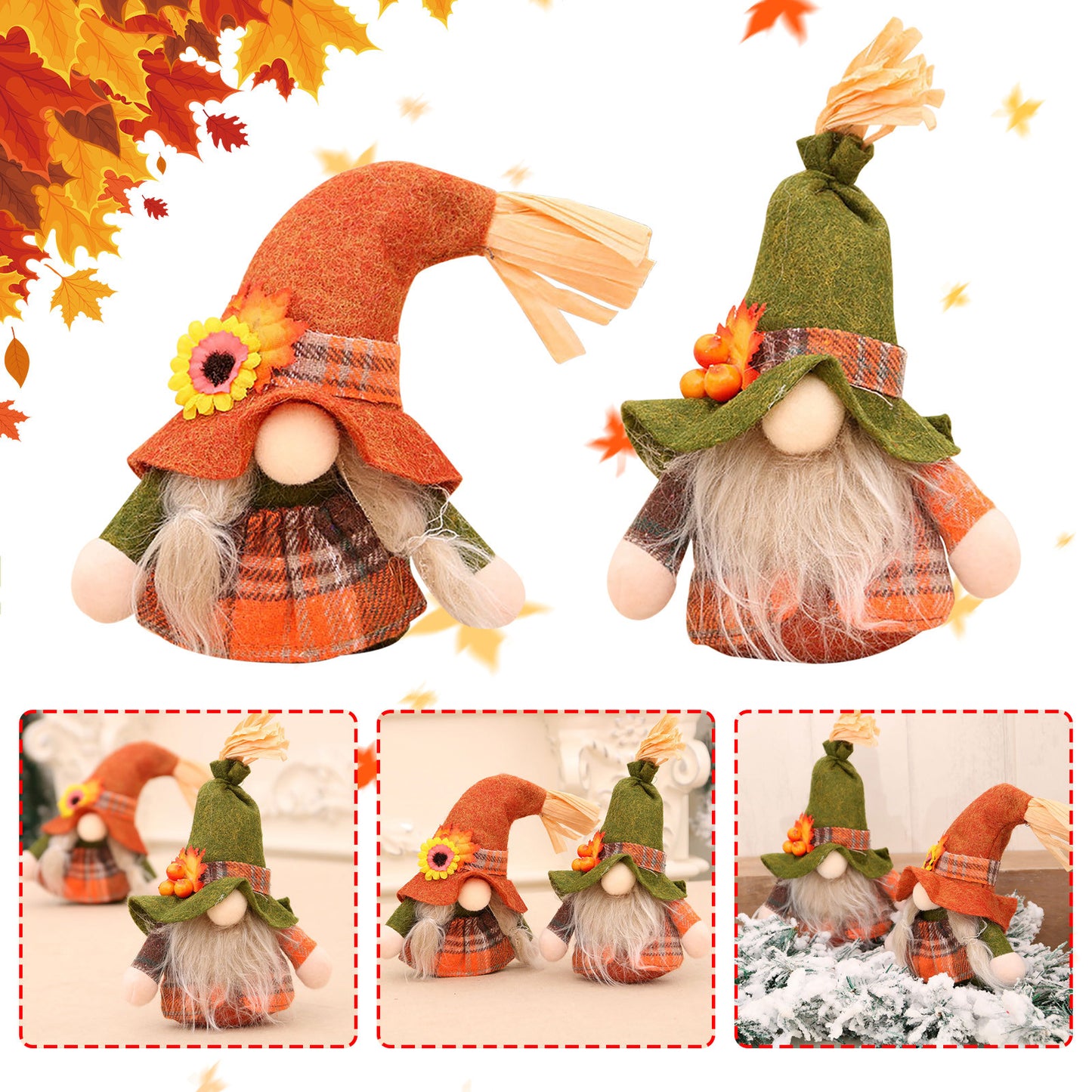 Fall Gnome Autumn Gnome Pumpkin Sunflower Swedish Dwarf