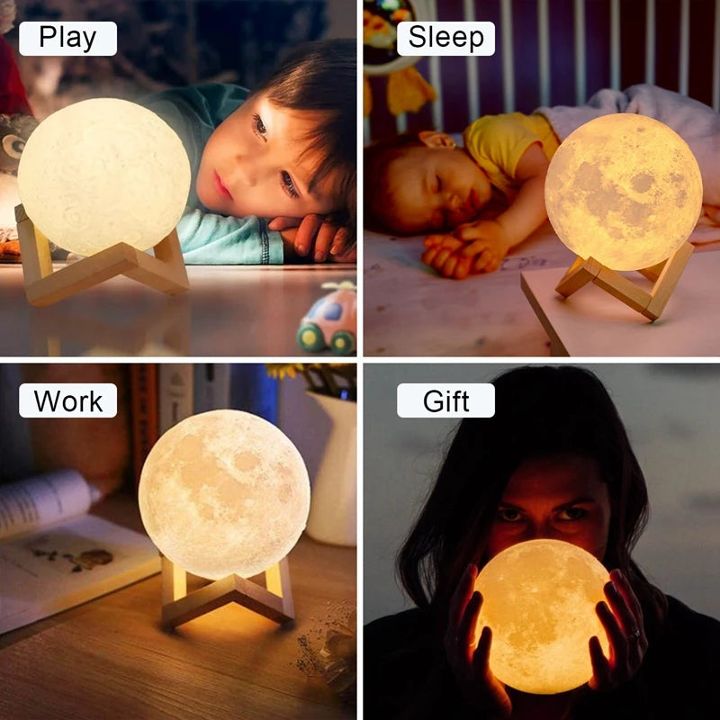 LED Night Light 3D Moon Lamp Bedroom Decor