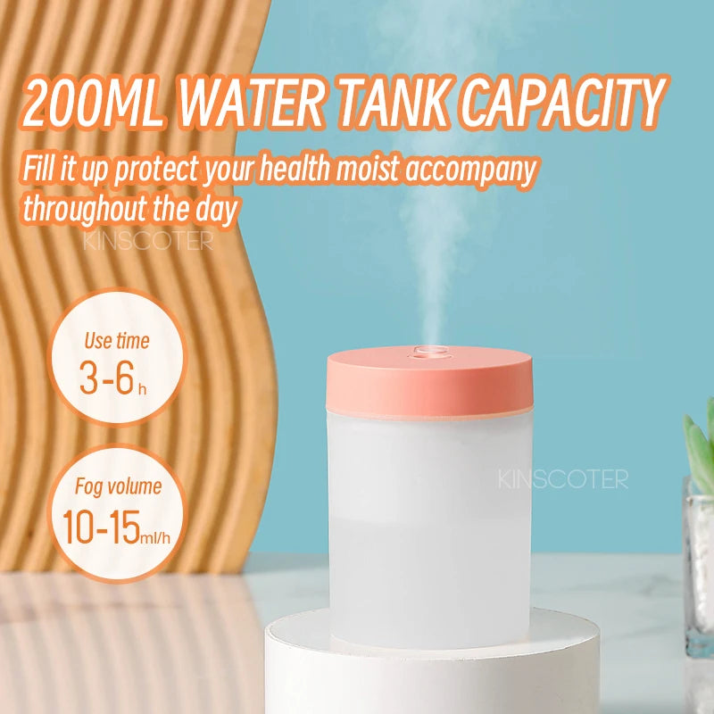 Silent Mini Humidifier 200ml USB Air Humidifier