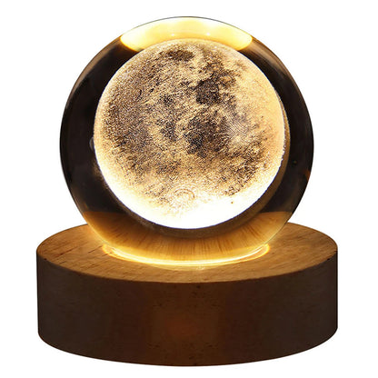 Unique 3D Crystal Ball Lamp with Galaxy and Planet Projections - Nova