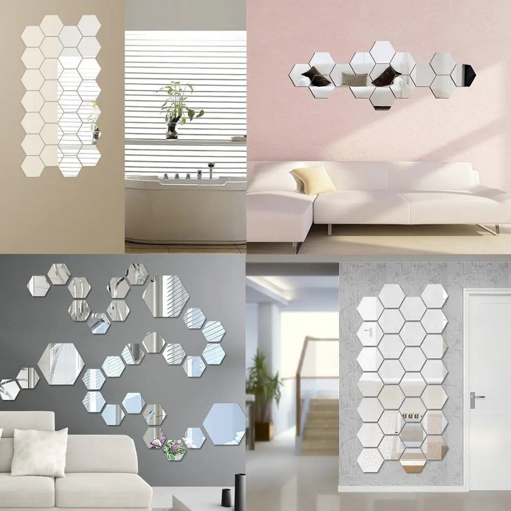 Hexagon 3D Mirror Wall Sticker DIY