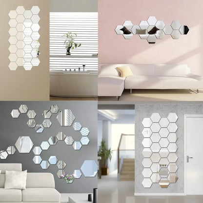 Hexagon 3D Mirror Wall Sticker DIY