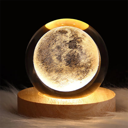 Unique 3D Crystal Ball Lamp with Galaxy and Planet Projections - Nova