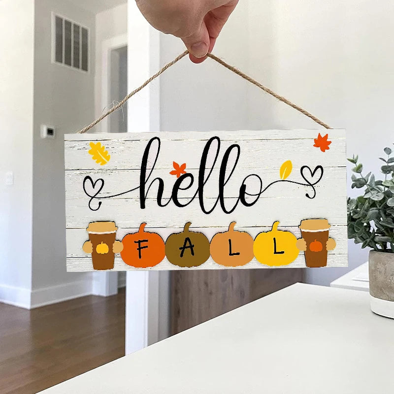 Hello Fall Wall Hanging Décor Wood Art Plaques - Nova