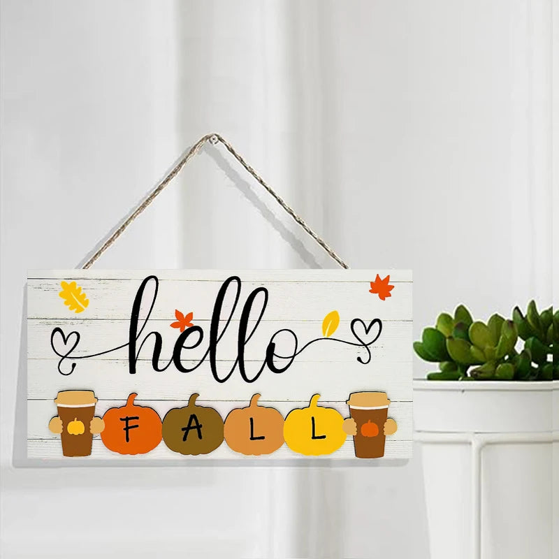 Hello Fall Wall Hanging Décor Wood Art Plaques - Nova