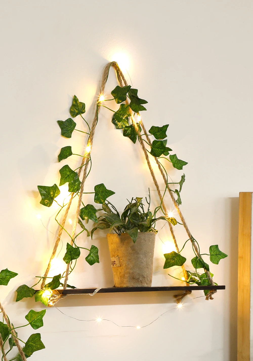 Wood Shelf with Leaf Hanging Decoration LED - Nova