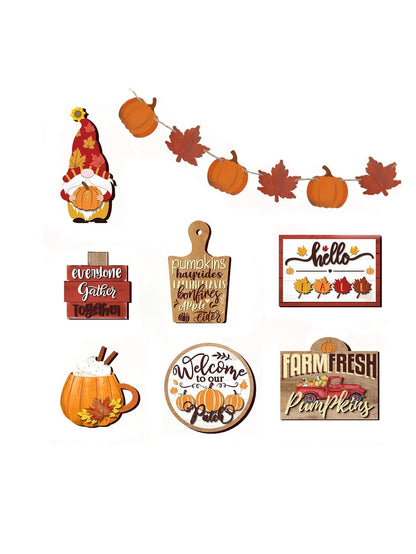 Fall Harvest Wooden Tiered Tray Decor Set