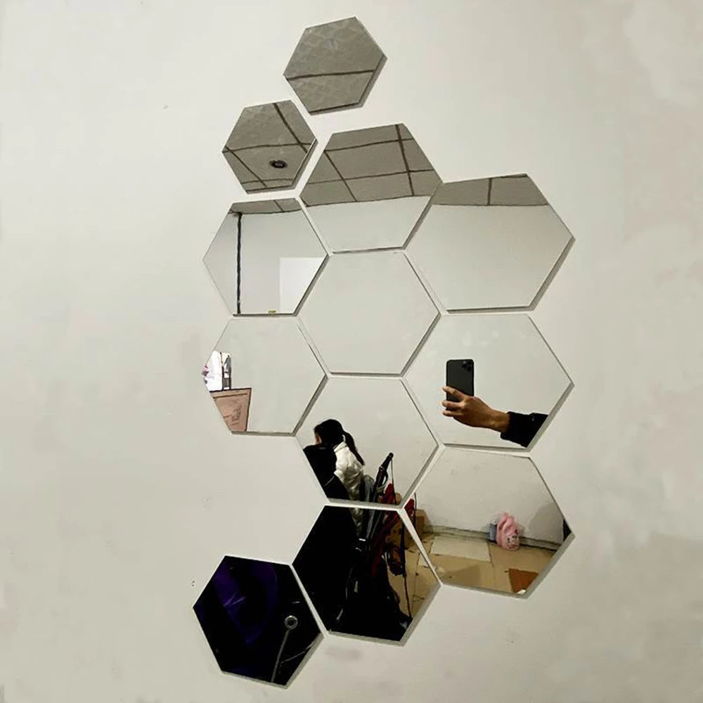 Hexagon 3D Mirror Wall Sticker DIY